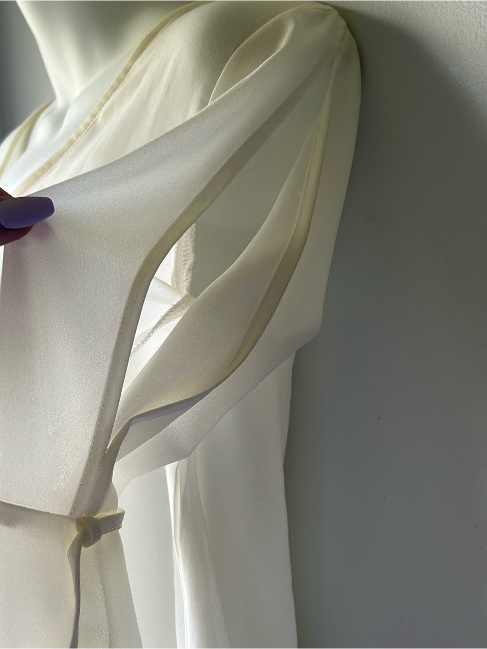 Revamped Cream V-Neck Bell Sleeve Flowing Blouse - Picture 4 of 10